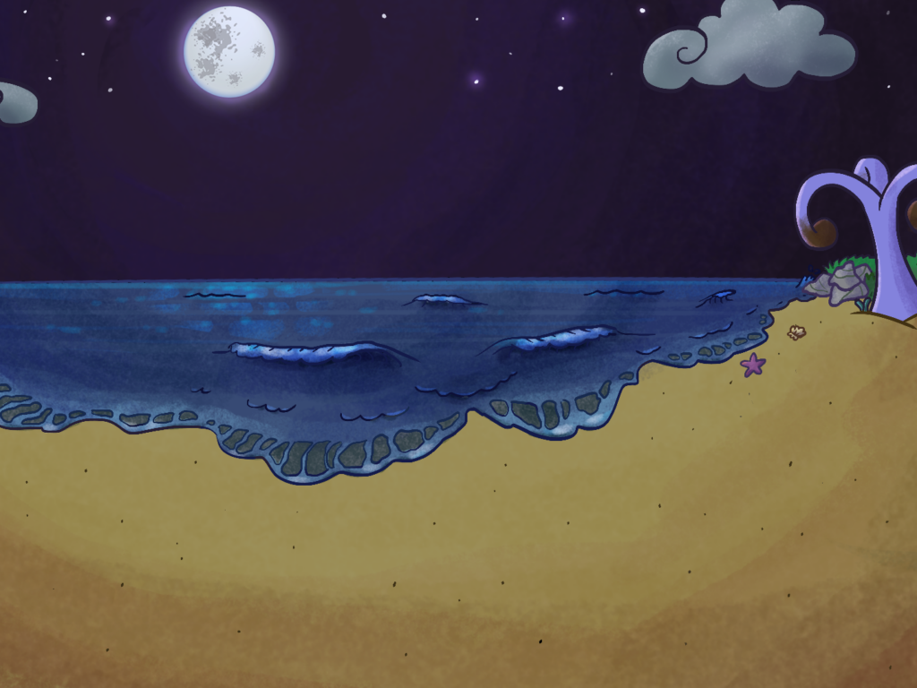A moon-lit beach.
