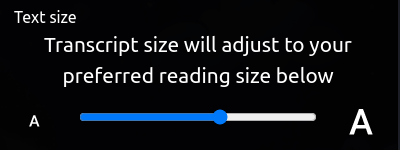 The Text Size slider.