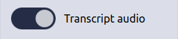 The Transcript Audio slider button
