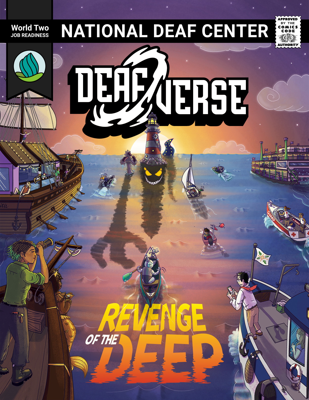 The front cover for the second world of Deafverse, Revenge of the Deep!